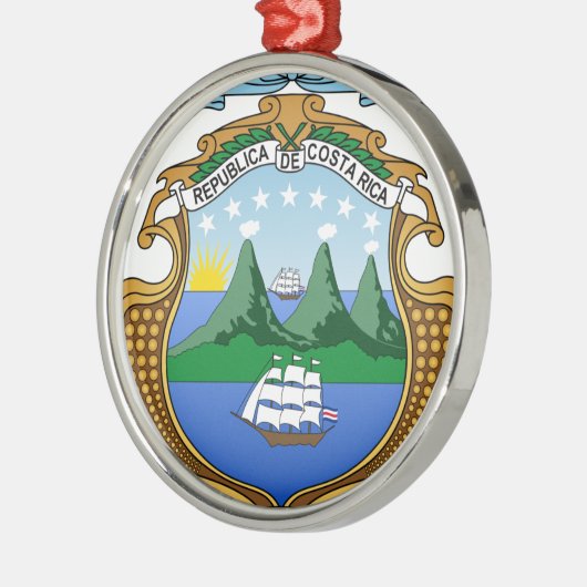 コスタリカ-エスクードdeコスタリカの紋章付き外衣 メタルオーナメント (左)