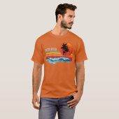 コスタリカ ビーチ 日没 80年代 サーフィン サーフ 70年代 ファミリ Tシャツ (正面フル)