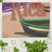 コスタリカ・ヴィンテージ旅行ポスター キッチンタオル (折り畳み)