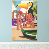 コスタリカ・ヴィンテージ旅行ポスター キャンバスプリント (インサイチュ (ウッドフロア))