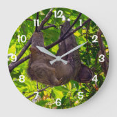 コスタリカ - 幸せな怠けサル、アントニオ・マヌエル国立公園 ラージ壁時計 (正面)