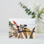 コスタリカPura Vidaサーフボードフォトポストカード ポストカード (スタンド正面)