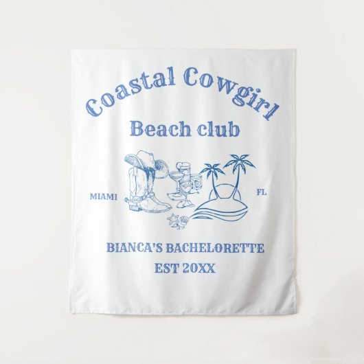 コスタル女性のカーボーイラストトーストバチェロレッテ タペストリー (正面)