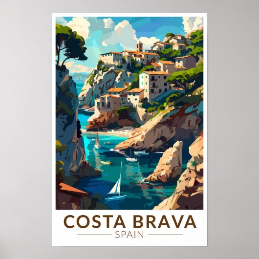 コスタ・ブラバ スペイン カタルーニャ州 旅行 アート ヴィンテージ ポスター (正面)