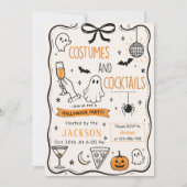 コスチュームとカクテルのハロウィンパーティー 招待状 (正面)