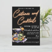 コスチュームとカクテルアダルトスカルハローウィンパーティ 招待状 (スタンド正面)