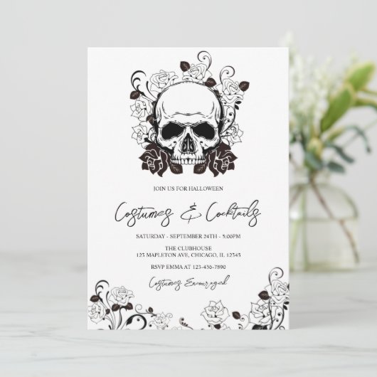 コスチュームとカクテルアダルトハロウィーン招待状 招待状 (スタンド正面)