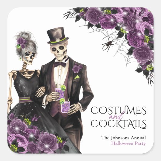 コスチュームとカクテルアダルトハローウィンパーティ スクエアシール (正面)