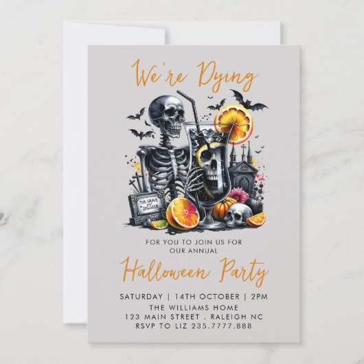 コスチュームとカクテルアダルトハローウィンパーティ 招待状 (正面)