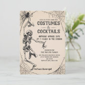 コスチュームとカクテルスケルトン大人ハロウィーン 招待状 (スタンド正面)