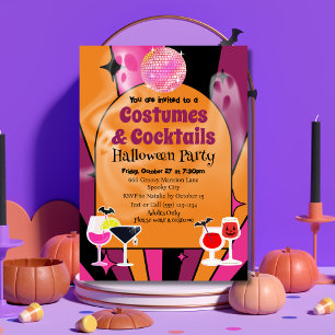 コスチュームとカクテルハロウィンパーティーの招待状 招待状