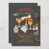 コスチュームとカクテルハローウィンパーティ招待状 招待状 (正面/裏面)