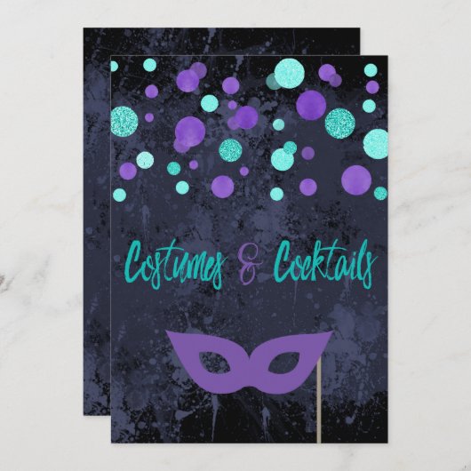 コスチュームとカクテルハローウィンパーティ招待状 招待状 (正面/裏面)