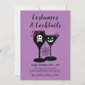 コスチュームとカクテルパープルハローウィンパーティ 招待状 (正面)