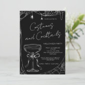 コスチュームとカクテルブラック大人ハローウィンパーティ 招待状 (スタンド正面)