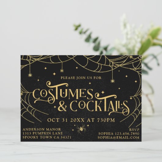 コスチュームとカクテル大人不気味ハロウィーン 招待状 (スタンド正面)