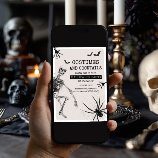 コスチュームとカクテル怖いパーティーとスケルトン シーズンカード