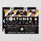 コスチュームとカクテル目玉ドリンクこうもりInvita 招待状 (正面/裏面)