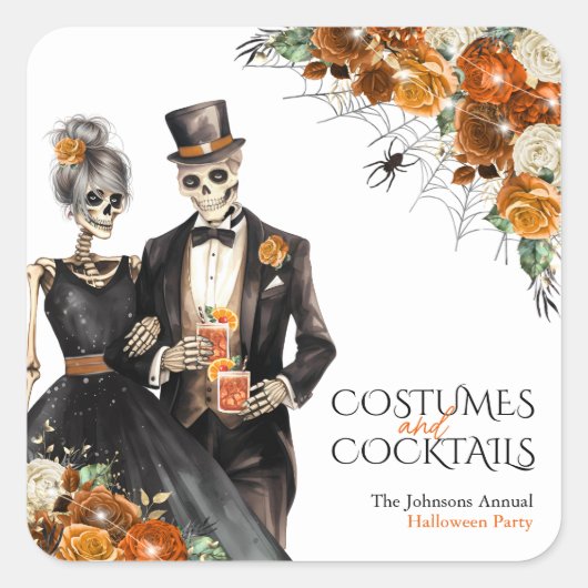 コスチュームとカクテル 大人のハロウィンパーティー スクエアシール (正面)