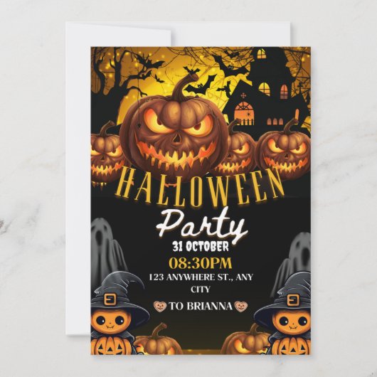 コスチュームとカクテル 大人のハロウィンパーティー 招待状 (正面)