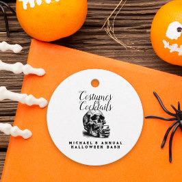 コスチュームとカクテル 白いドクロのハロウィンパーティー フェイバータグ