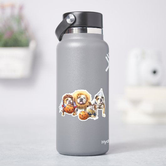 コスチュームのブルドッグ3匹 シール (HydroFlask)
