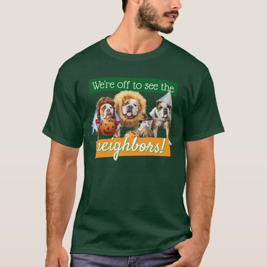 コスチュームのブルドッグ3匹 Tシャツ (正面)