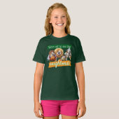 コスチュームのブルドッグ3匹 Tシャツ (正面フル)