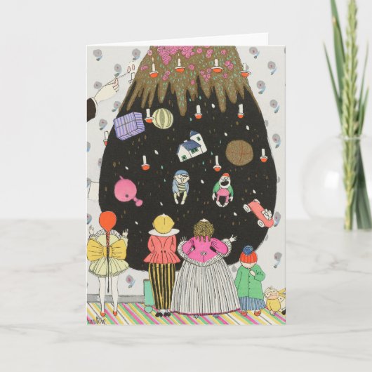 コスチュームの飾クリスマスツリーの子ども シーズンカード (正面)