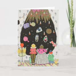 コスチュームの飾クリスマスツリーの子ども シーズンカード