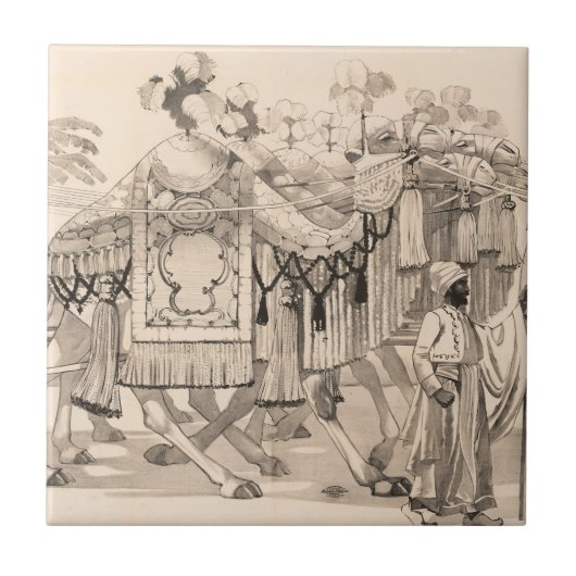 コスチュームを着たラクダ歩く タイル (正面)