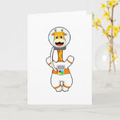 コスチュームを着た宇宙飛行士のキリン カード (黄色い花)