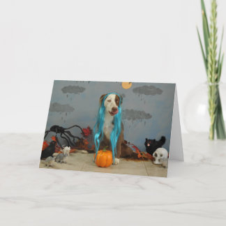 コスチュームを着た犬を使ったハロウィーンカード カード