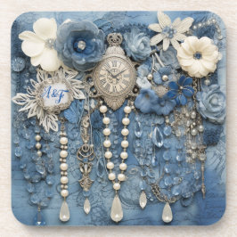 コスチュームジュエリーオンブルーデニム コースター