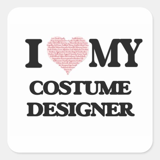 コスチュームデザイナー(言葉で作ったハート)が大好き スクエアシール (正面)