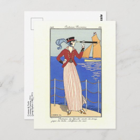 コスチュームデヨットファッションイラストレーションバービア ポストカード (正面/裏面)