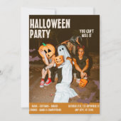 コスチュームハローウィンパーティ、ヴィンテージ編集可能ハロウィーン 招待状 (正面)