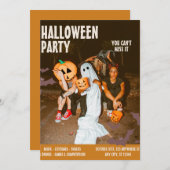 コスチュームハローウィンパーティ、ヴィンテージ編集可能ハロウィーン 招待状 (正面/裏面)