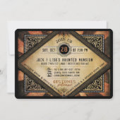 コスチュームパーティーオレンジ&ブラックスパイダーゴシック招待状 招待状 (裏面)