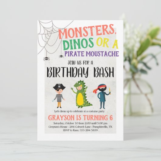 コスチュームパーティーハロウィーン誕生日招待状 招待状 (スタンド正面)