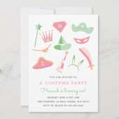 コスチュームパーティー子供の誕生日パーティーパステル 招待状 (正面)