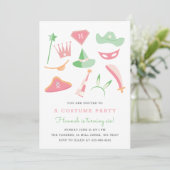 コスチュームパーティー子供の誕生日パーティーパステル 招待状 (スタンド正面)