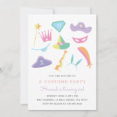 コスチュームパーティー子供の誕生日パーティーレインボー001 招待状 (正面)