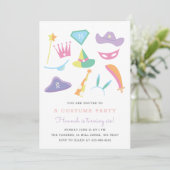 コスチュームパーティー子供の誕生日パーティーレインボー001 招待状 (スタンド正面)