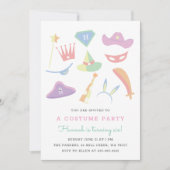 コスチュームパーティー子供の誕生日パーティーレインボー002 招待状 (正面)