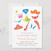 コスチュームパーティー子供の誕生日パーティーレインボー003 招待状 (正面)