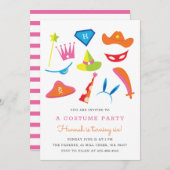 コスチュームパーティー子供の誕生日パーティーレインボー003 招待状 (正面/裏面)