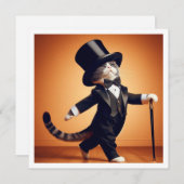 コスチュームパーティー、タップダンス、ダンスパーティー、猫 招待状 (正面/裏面)