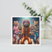 コスチュームパーティー、ディスコ踊りパーティー、猫 招待状 (スタンド正面)