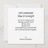 コスチュームパーティー、ディスコ踊りパーティー、猫 招待状 (裏面)